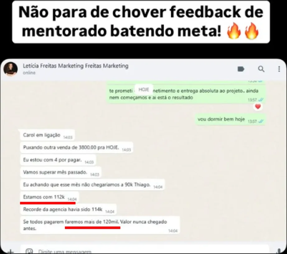 Conversa de uma agência batendo meta: 112 mil no mês, recorde anterior de 114 mil e projeção de passar de 120 mil.