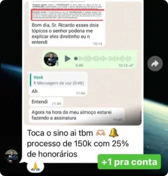 Print de conversa com cliente relatando resultado