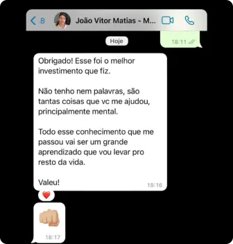 Print de conversa com cliente relatando resultado