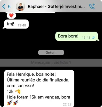 Print de conversa com cliente relatando resultado