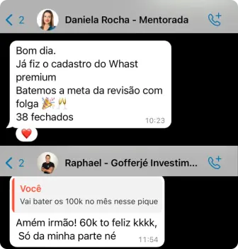 Print de conversa com cliente relatando resultado