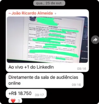 Print de conversa com cliente relatando resultado